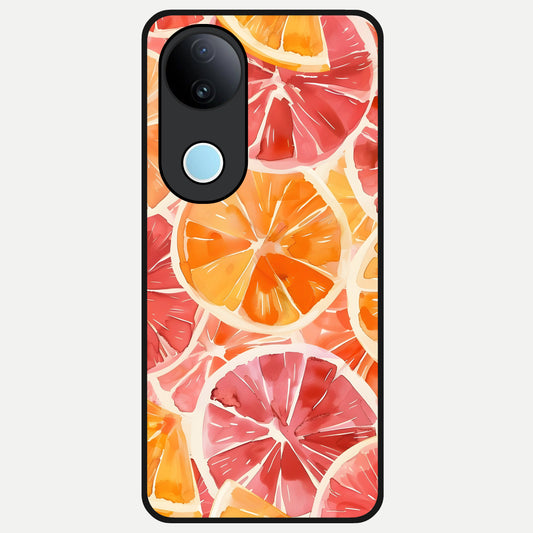  Orange Fruits Pattern Glass Case for iQOO Z10R back cover – full design glossy printed glass finish