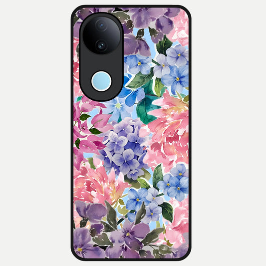  Pastel Floral Mix Glass Case for iQOO Z10R back cover – full design glossy printed glass finish