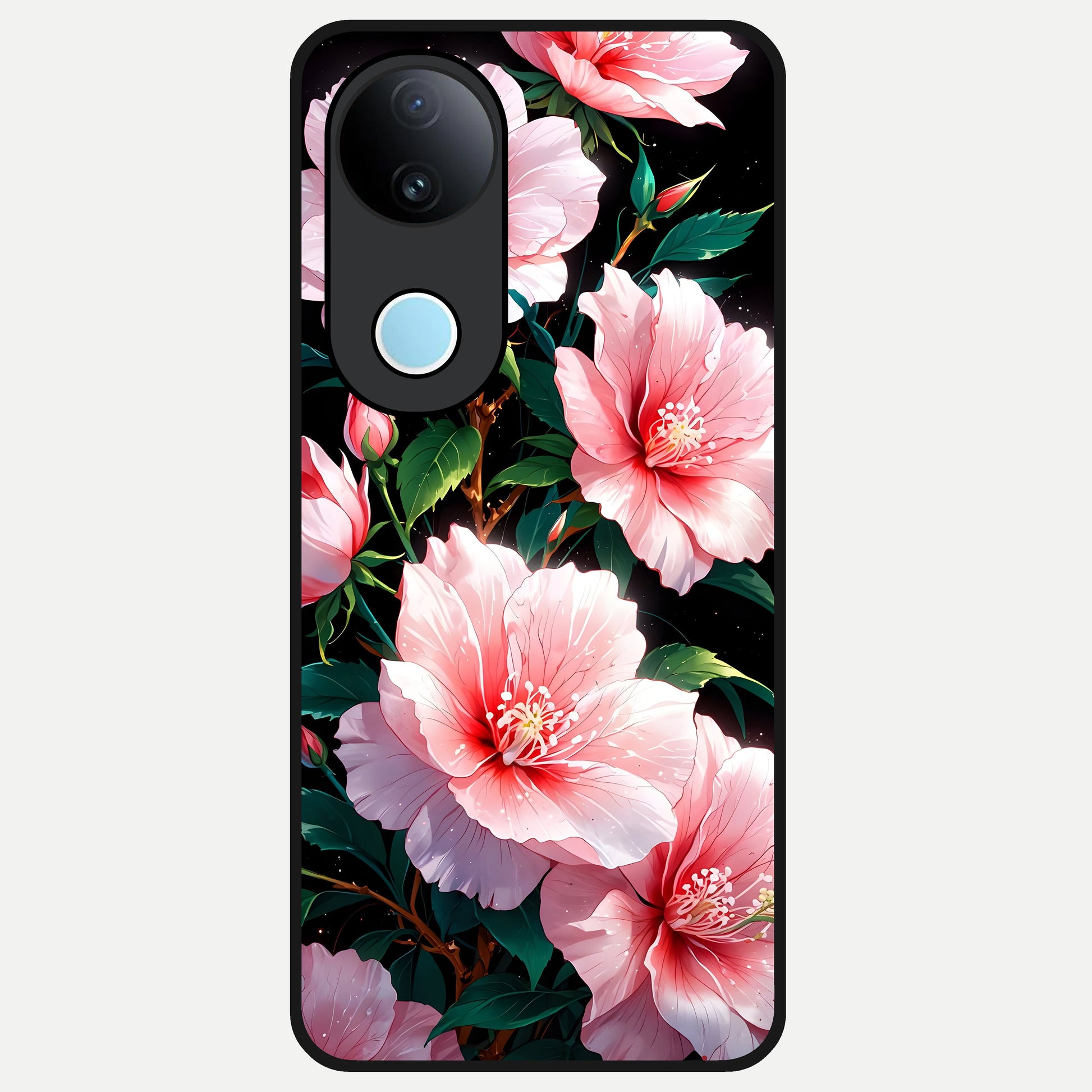  Peach Flower Glass Case for  iQOO Z10R back cover – full design glossy printed glass finish