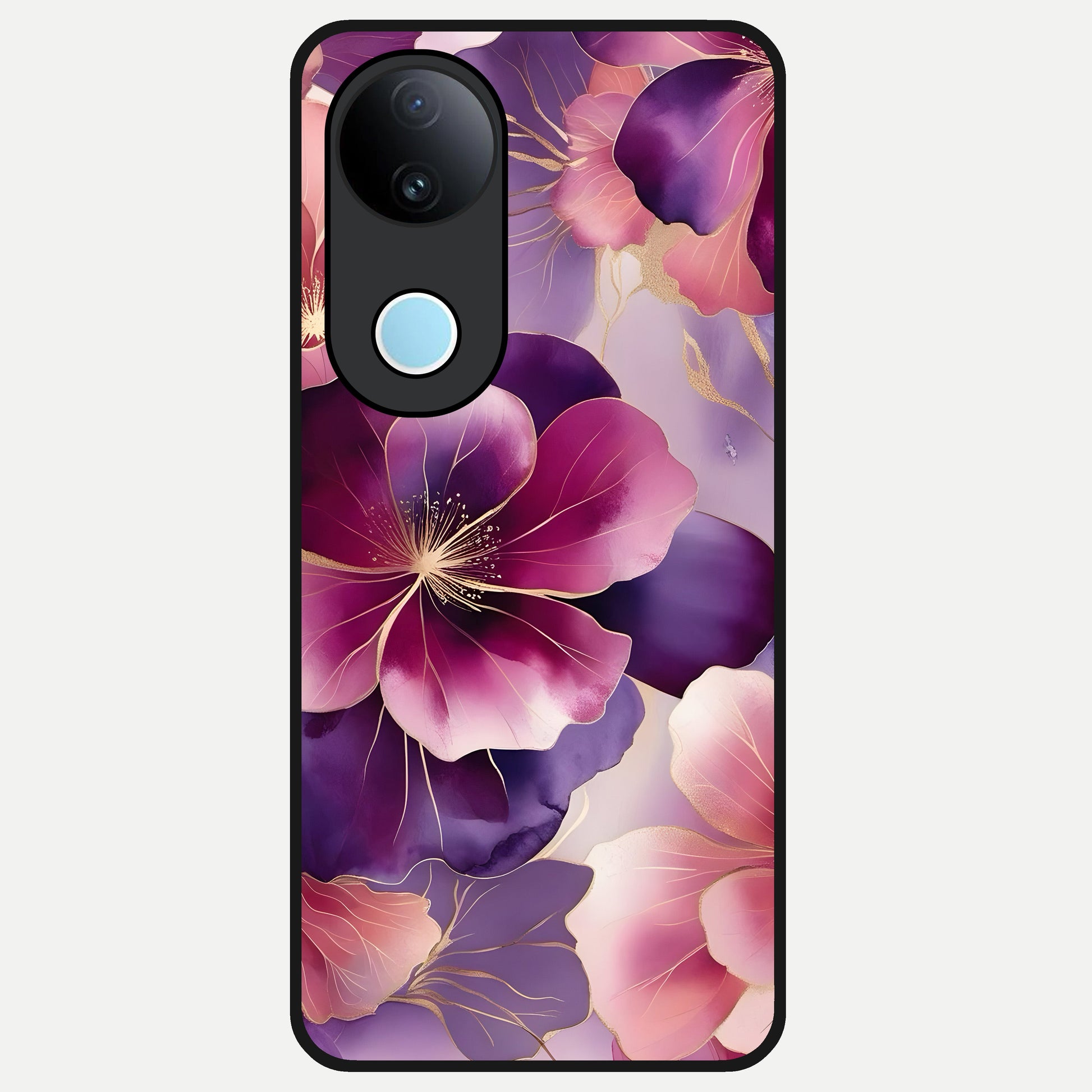  Pink Bouquet Florals Glass Case for  iQOO Z10R back cover – full design glossy printed glass finish