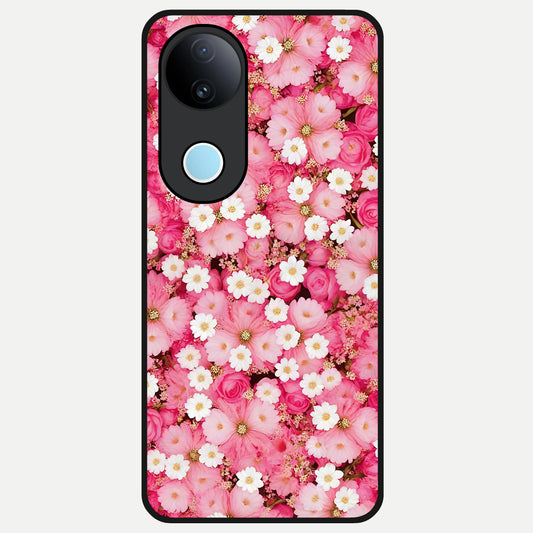  Pink Daisy Bliss Glass Case for iQOO Z10R back cover – full design glossy printed glass finish