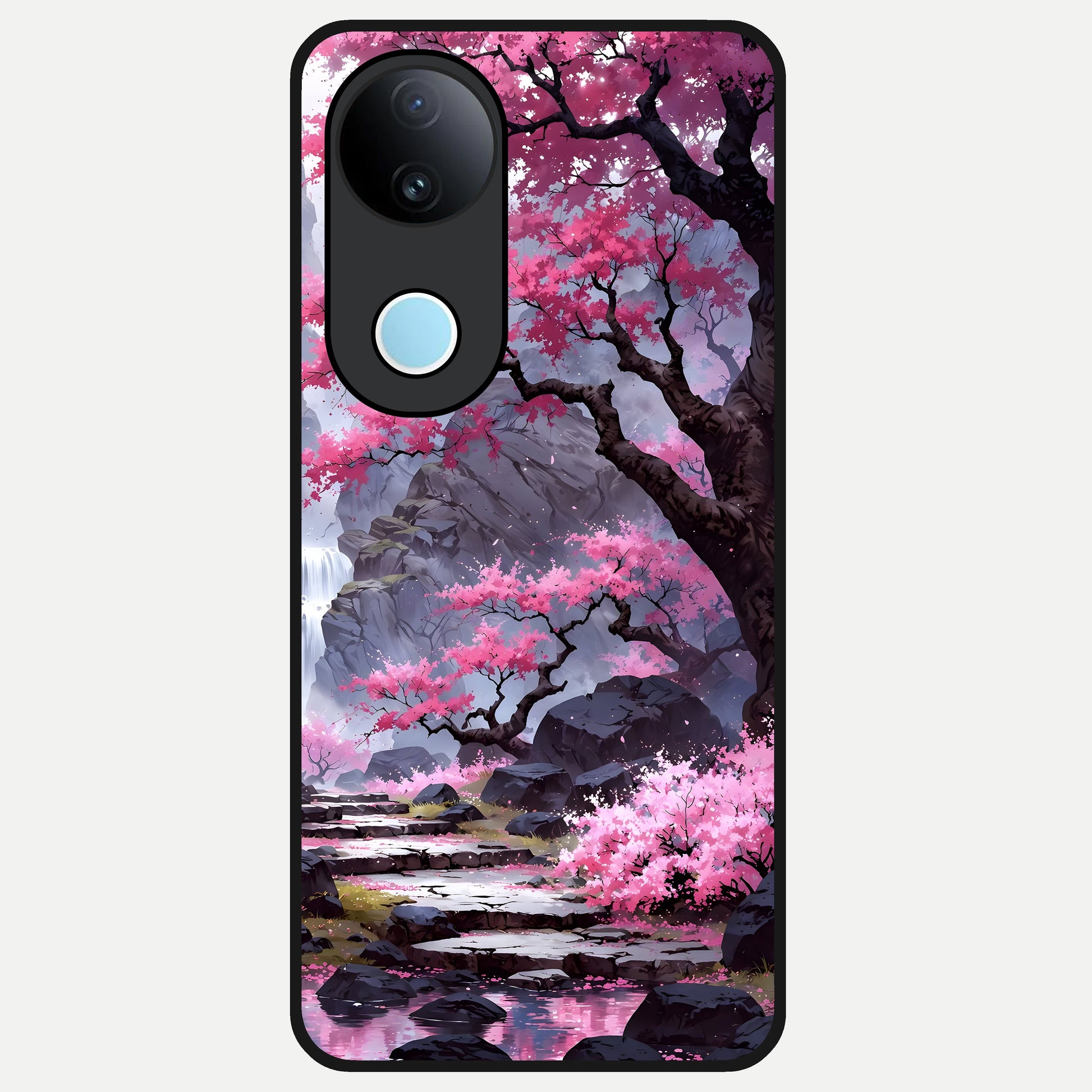  Pink Sunflower Glow Glass Case for  iQOO Z10R back cover – full design glossy printed glass finish