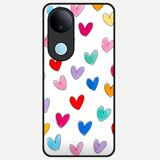  Playful Love Doodles Glass Case for  iQOO Z10R back cover – full design glossy printed glass finish