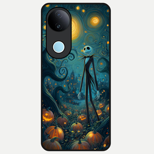  Pumpkin Moon Night Glass Case for iQOO Z10R back cover – full design glossy printed glass finish