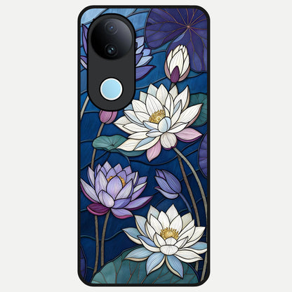  Purple Lotus Stained Glass Case for  iQOO Z10R back cover – full design glossy printed glass finish