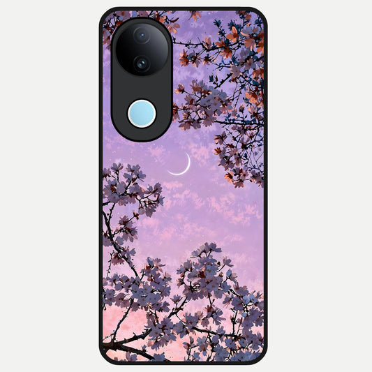 Purple Serenity Moon Glass Case for iQOO Z10R back cover – full design glossy printed glass finish