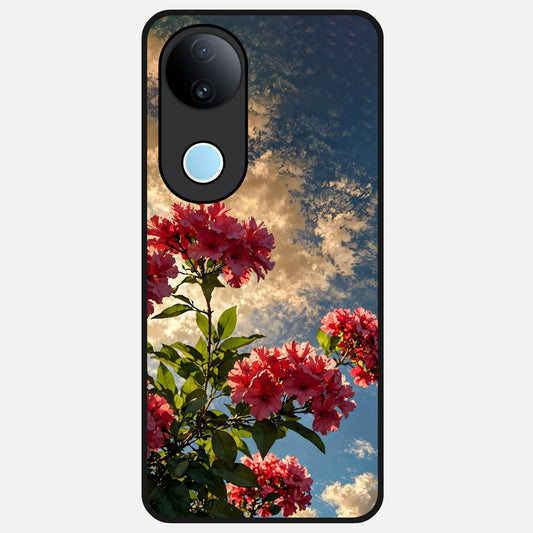  Red Bloom Skies Glass Case for  iQOO Z10R back cover – full design glossy printed glass finish