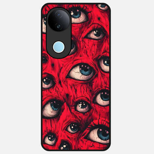  Red Eyes Pattern Glass Case for  iQOO Z10R back cover – full design glossy printed glass finish
