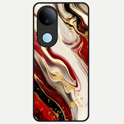 Red And White Marble Glass Case for  iQOO Z10R back cover – full design glossy printed glass finish