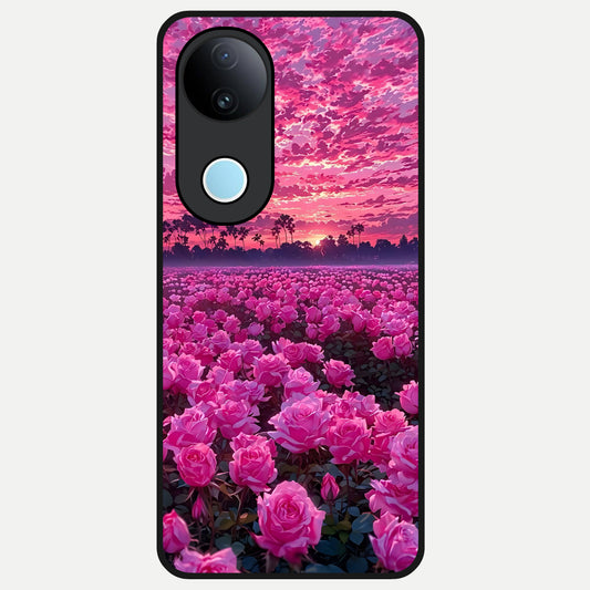 Rose Sunset Valley Glass Case for  iQOO Z10R back cover – full design glossy printed glass finish