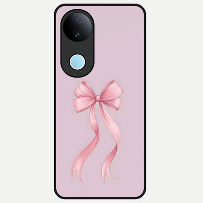  Soft Blush Bow Glass Case for  iQOO Z10R back cover – full design glossy printed glass finish