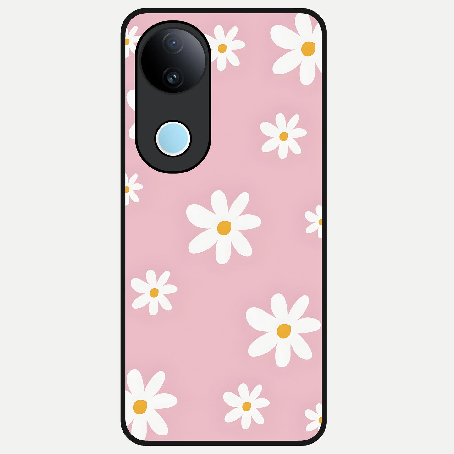  Soft Daisy Bliss Glass Case for  iQOO Z10R back cover – full design glossy printed glass finish