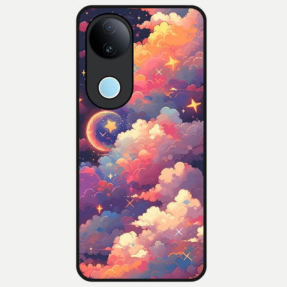  Starlit Dream Clouds Glass Case for iQOO Z10R back cover – full design glossy printed glass finish