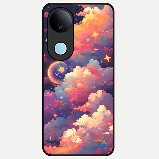  Starlit Dream Clouds Glass Case for iQOO Z10R back cover – full design glossy printed glass finish