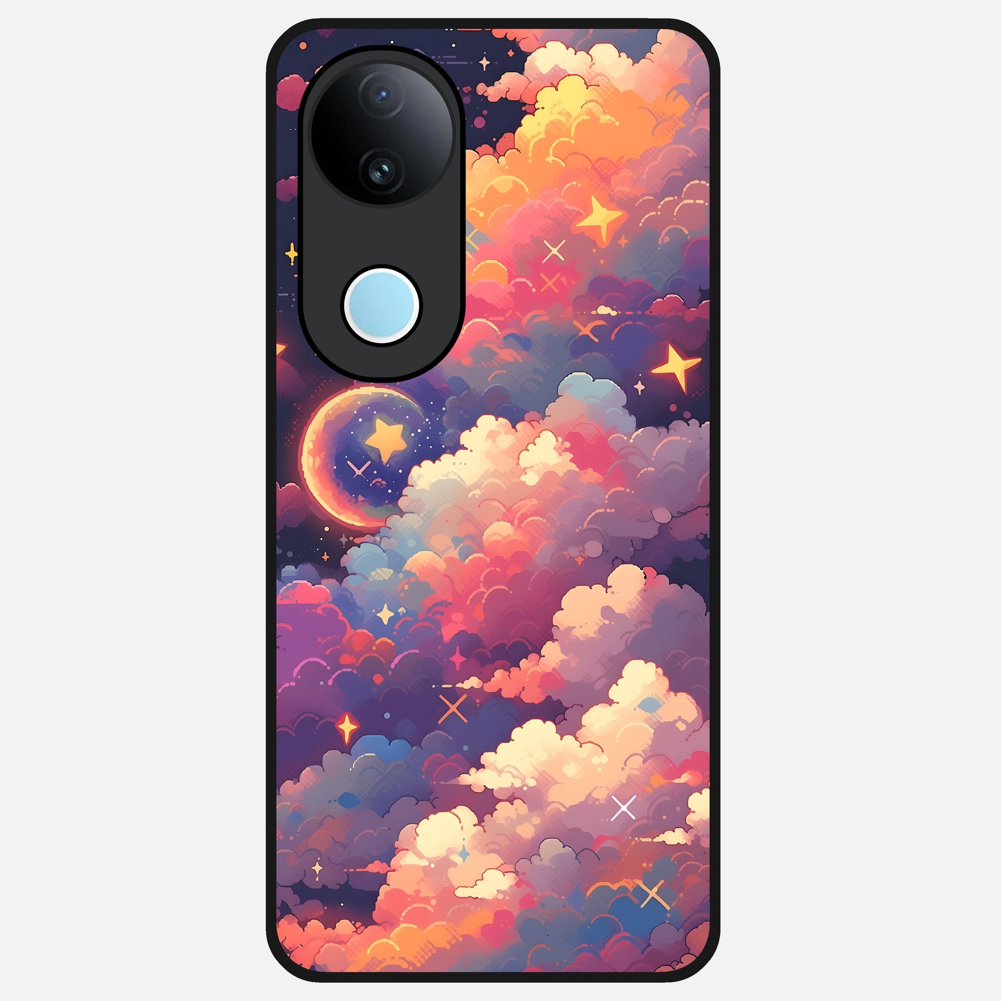  Starlit Dream Clouds Glass Case for  iQOO Z10R back cover – full design glossy printed glass finish