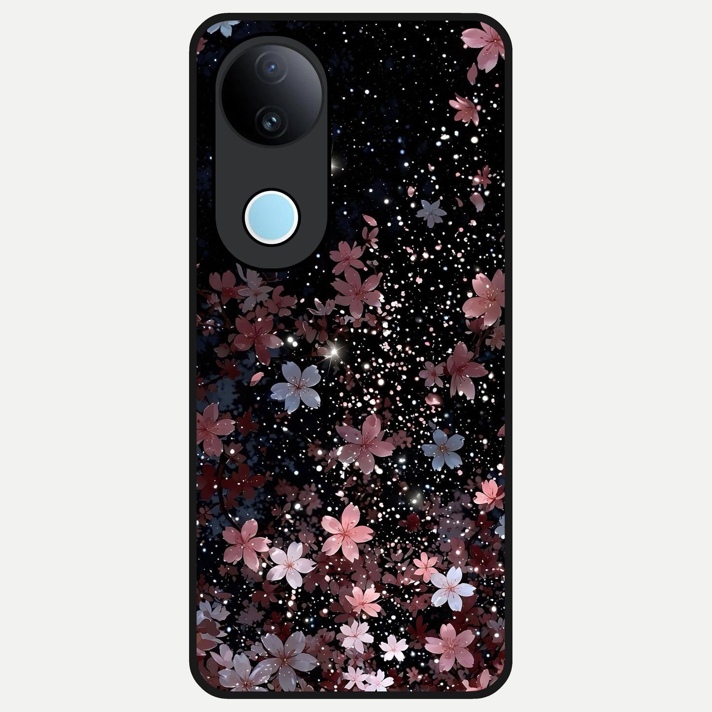  Starlit Flower Dreams Glass Case for iQOO Z10R back cover – full design glossy printed glass finish