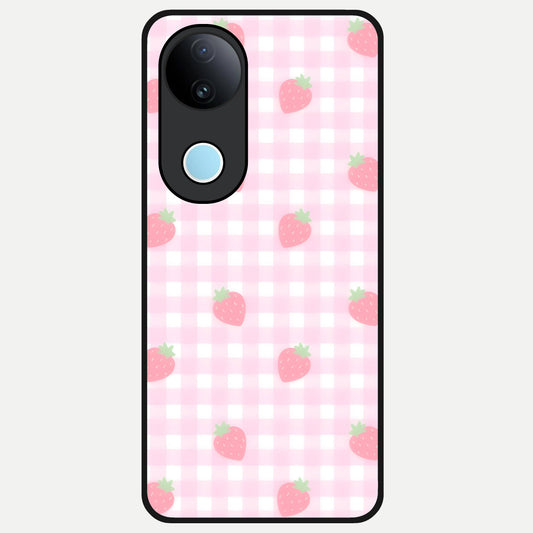  Strawberry Picnic Love Glass Case for  iQOO Z10R back cover – full design glossy printed glass finish