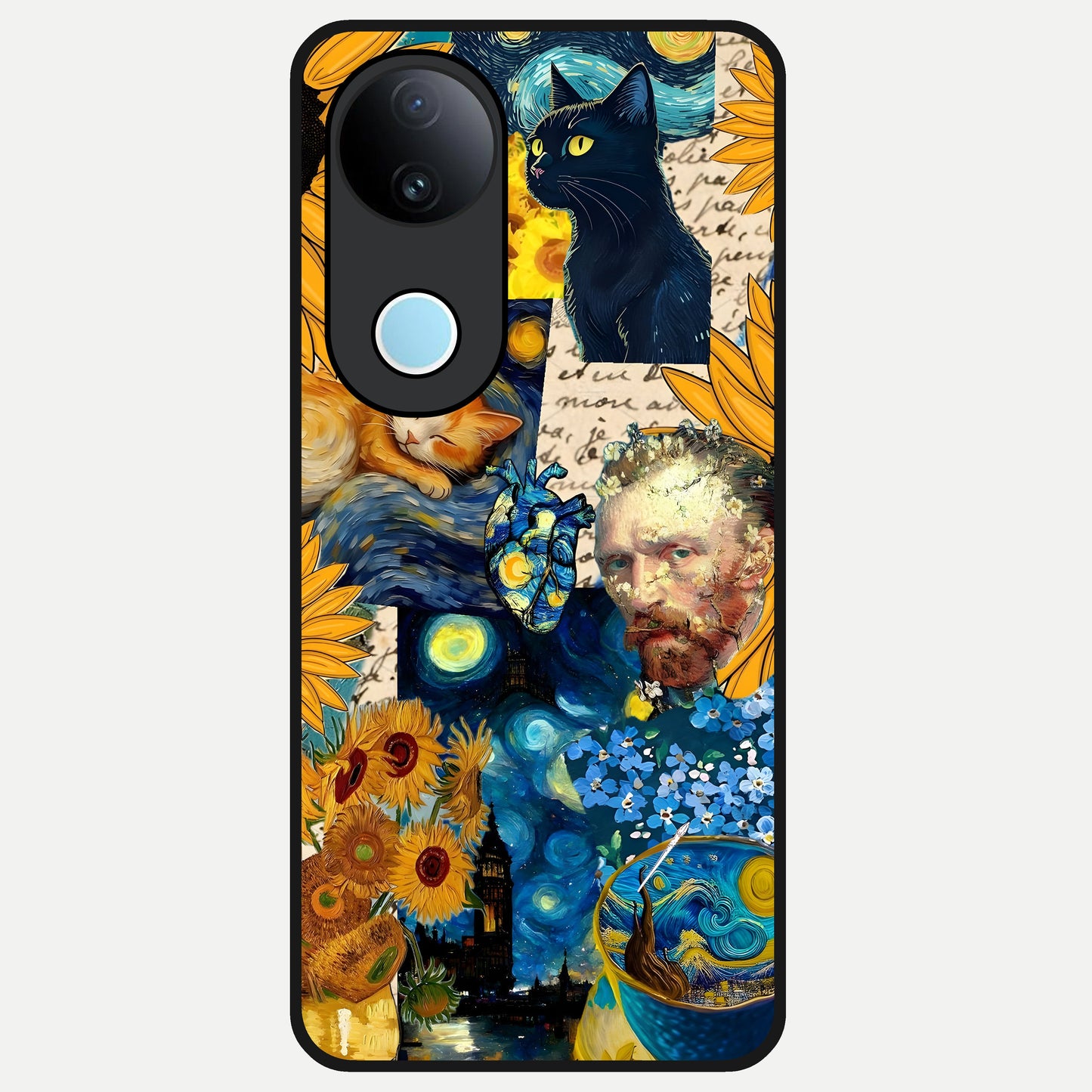  Sunflower Chic Mood Custom Name Glass Case for  iQOO Z10R back cover – full design glossy printed glass finish