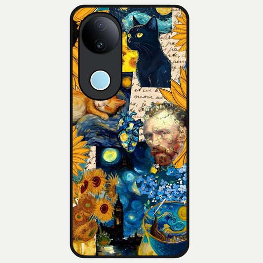  Sunflower Chic Mood Custom Name Glass Case for  iQOO Z10R back cover – full design glossy printed glass finish