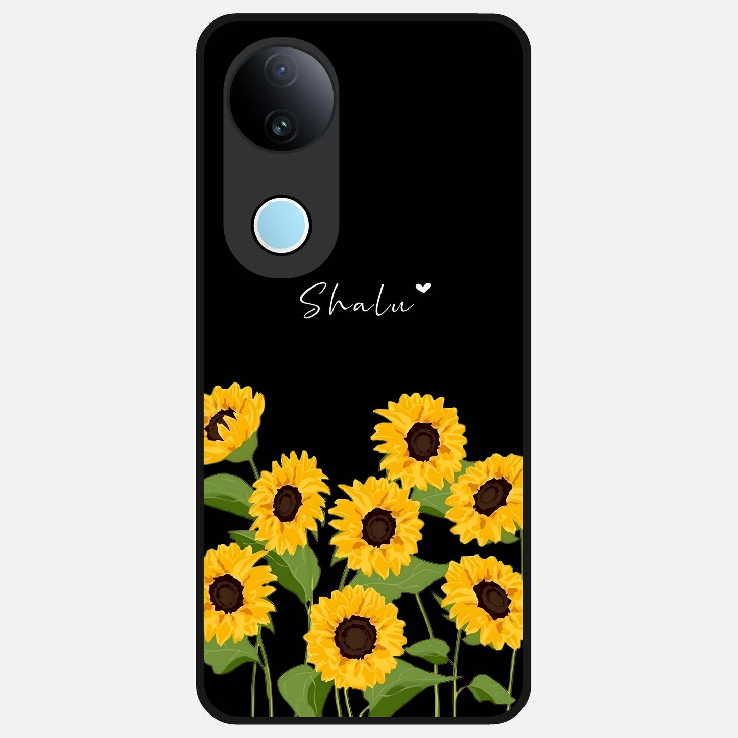  Sunflower Sky Bloom Glass Case for iQOO Z10R back cover – full design glossy printed glass finish