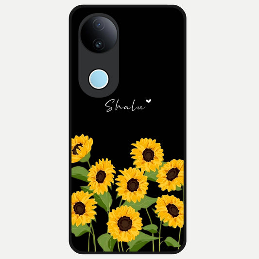  Sunflower Sky Bloom Glass Case for  iQOO Z10R back cover – full design glossy printed glass finish