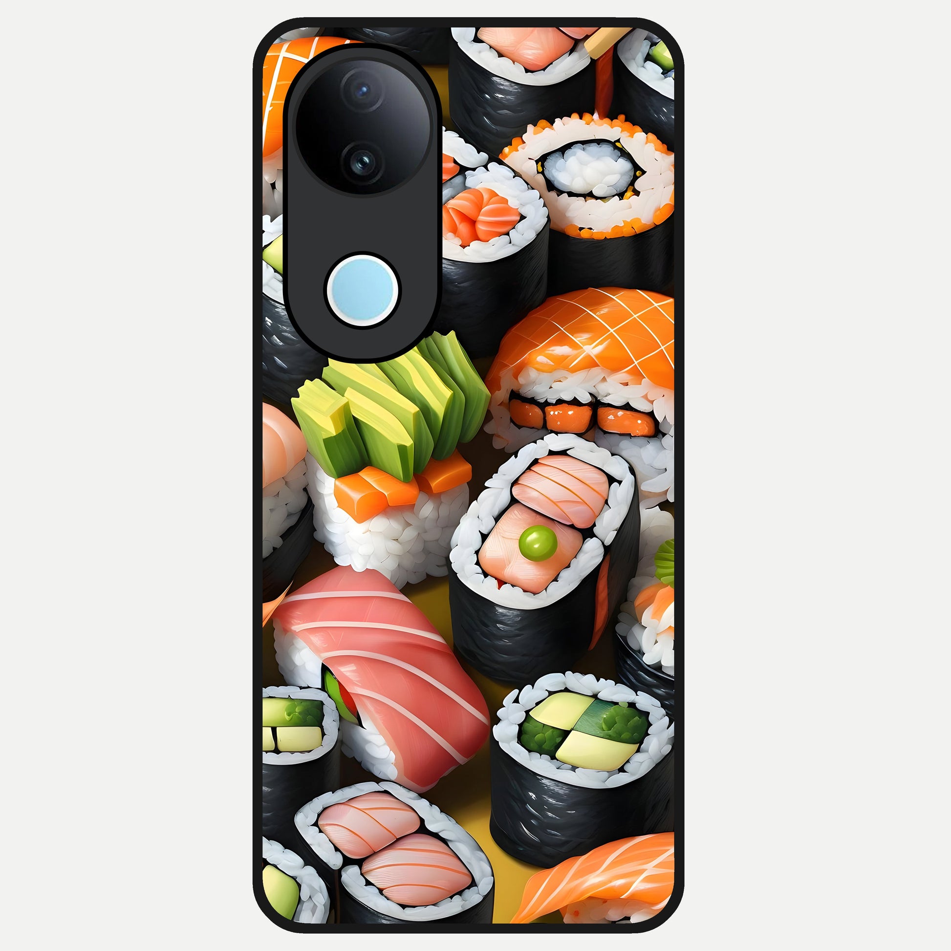  Sushi Food Pattern Glass Case for  iQOO Z10R back cover – full design glossy printed glass finish