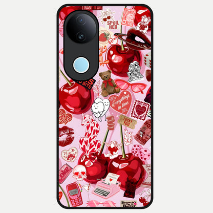  Sweet Cherry Chaos Glass Case for  iQOO Z10R back cover – full design glossy printed glass finish
