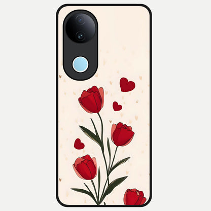  Tulip With Heart Glass Case for  iQOO Z10R back cover – full design glossy printed glass finish