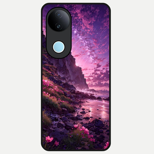  Twilight Blossom Coast Glass Case for  iQOO Z10R back cover – full design glossy printed glass finish
