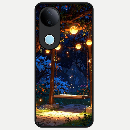  Twilight Garden Swing Glass Case for  iQOO Z10R back cover – full design glossy printed glass finish