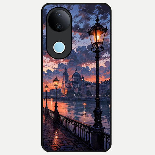  Twilight River Lights Glass Case for  iQOO Z10R back cover – full design glossy printed glass finish