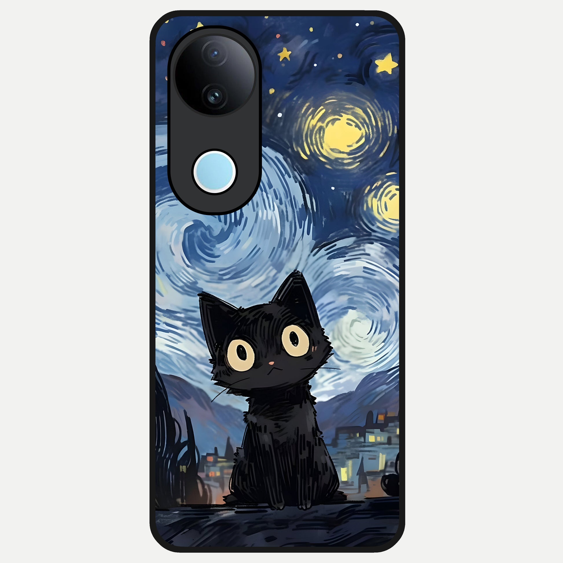  Van Gogh Cat Glass Case for  iQOO Z10R back cover – full design glossy printed glass finish