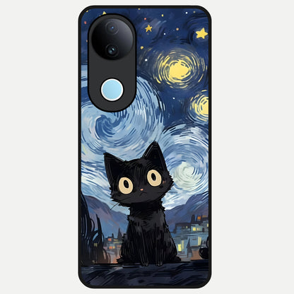  Van Gogh Cat Glass Case for  iQOO Z10R back cover – full design glossy printed glass finish