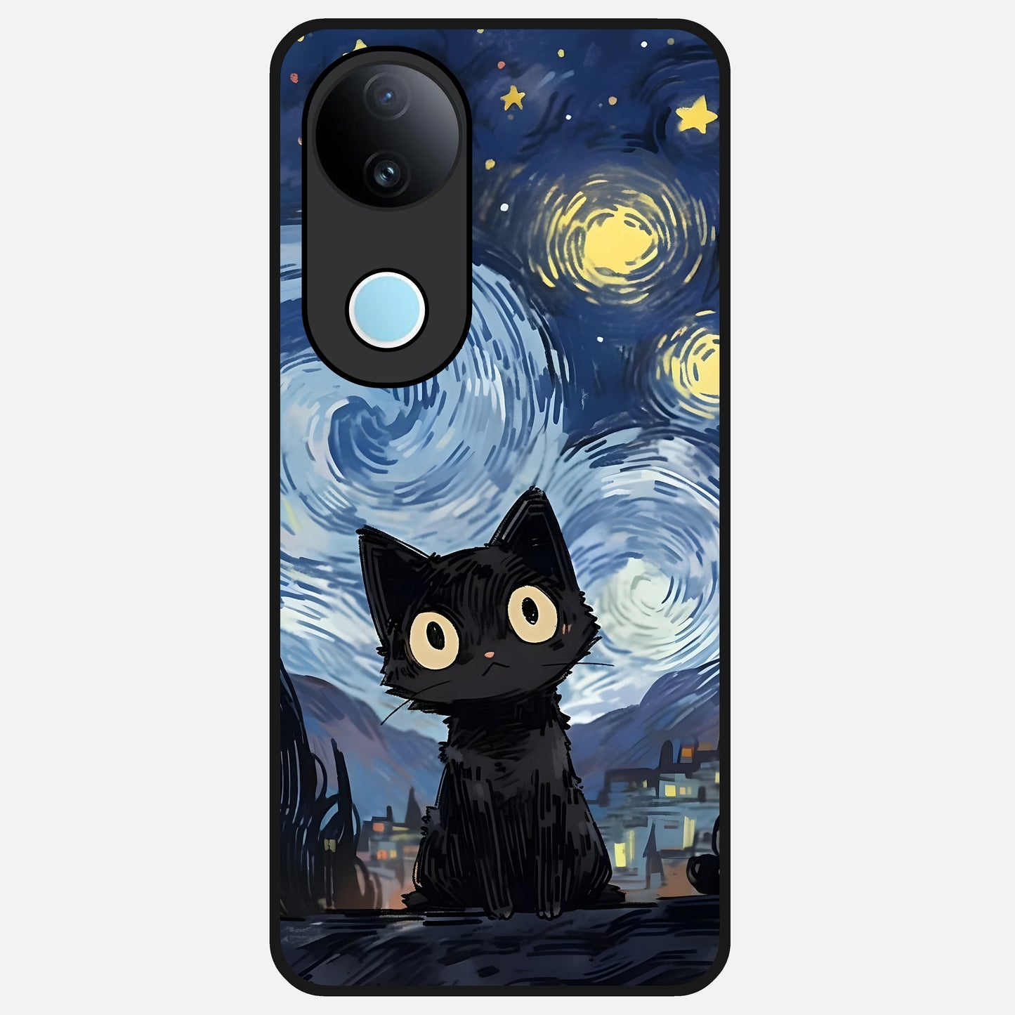  Van Gogh Cat Glass Case for  iQOO Z10R back cover – full design glossy printed glass finish