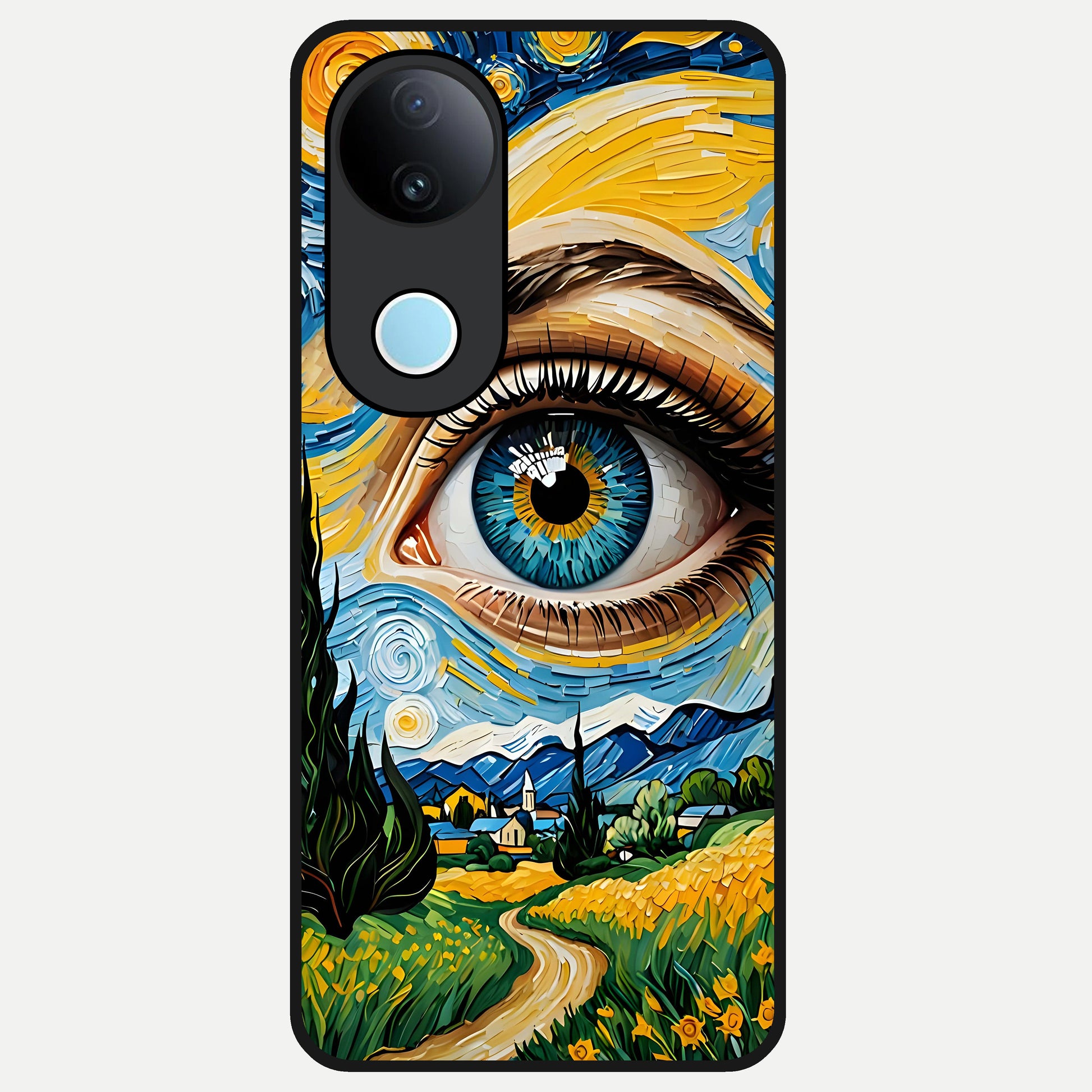  Van Gogh Eye Glass Case for  iQOO Z10R back cover – full design glossy printed glass finish