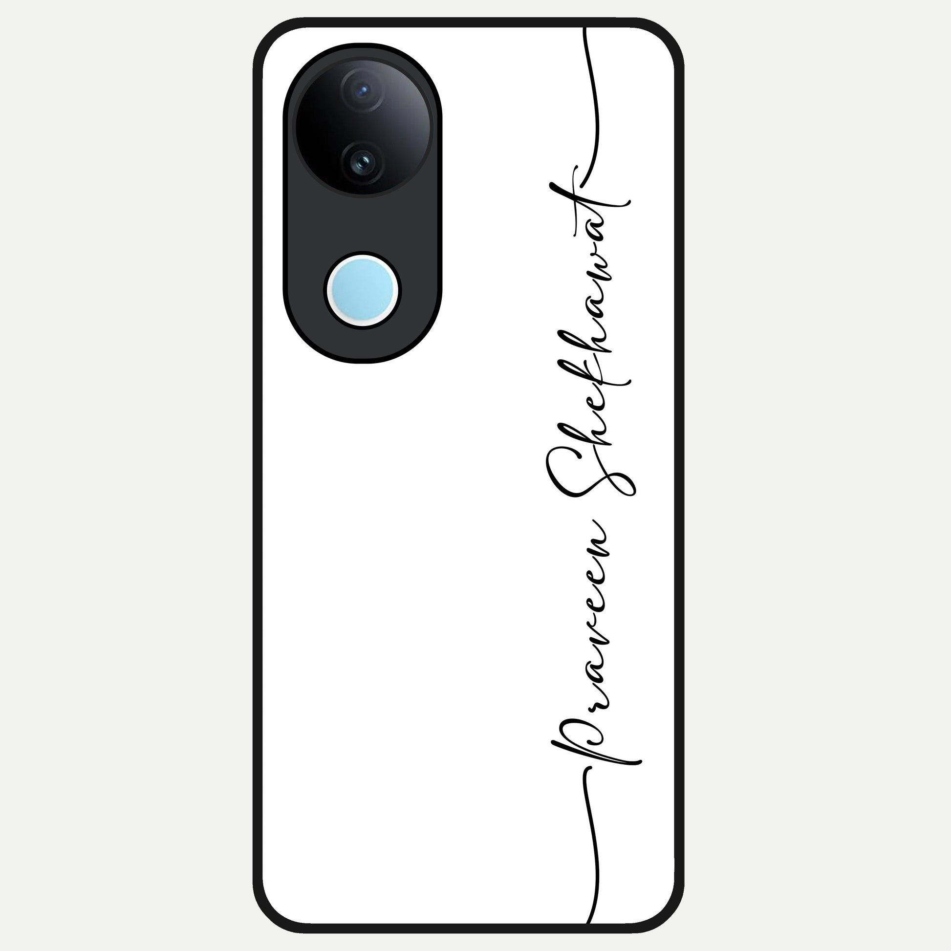  White Tune Custom Name Glass Case for  iQOO Z10R back cover – personalized glossy printed glass finish