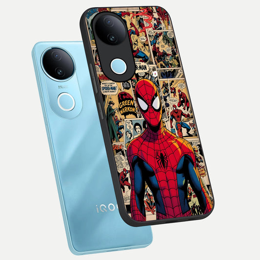  Aesthetic Spider phone case for  iQOO Z10R showing premium glass back cover with detailed artwork