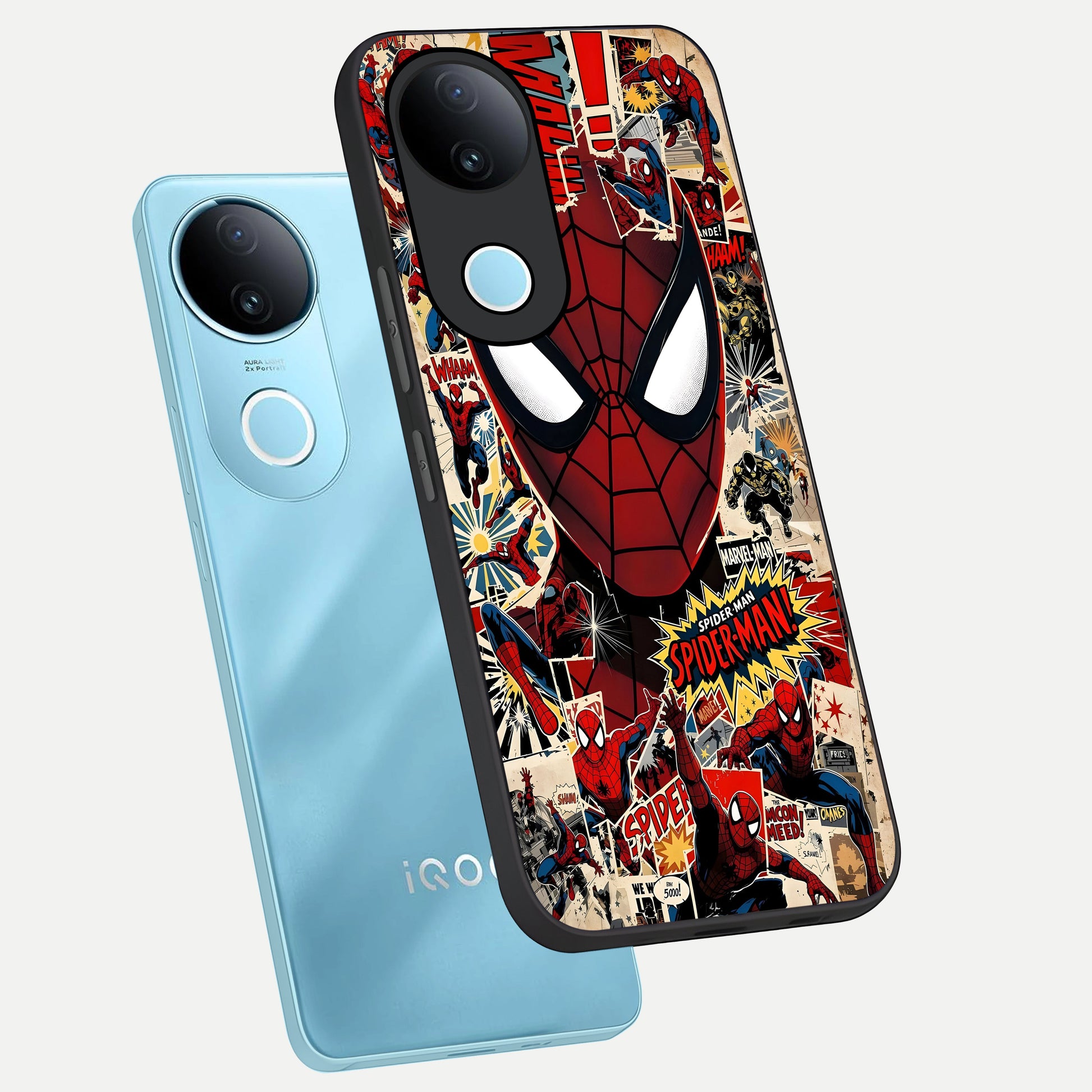  Aesthetic Wonder Spider phone case for  iQOO Z10R showing premium glass back cover with detailed artwork