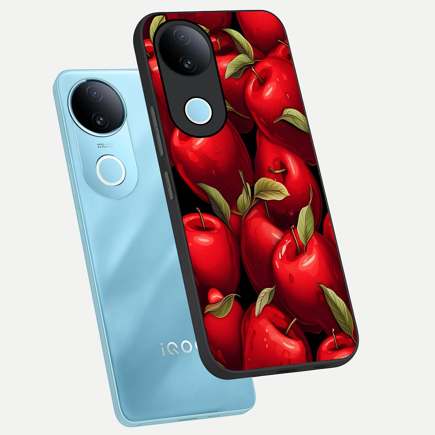  Apple Pattern phone case for  iQOO Z10R showing premium glass back cover with detailed artwork