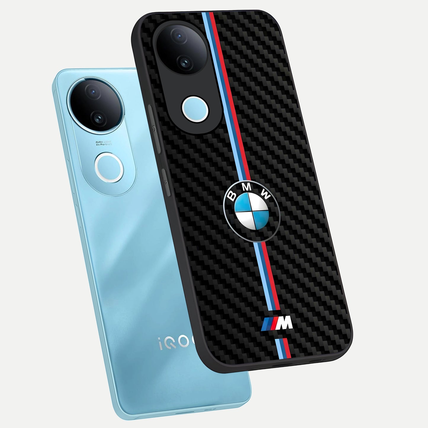  BMW Pattern phone case for  iQOO Z10R showing premium glass back cover with detailed artwork