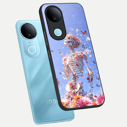  Bloom Beyond Bones phone case for iQOO Z10R showing premium glass back cover with detailed artwork