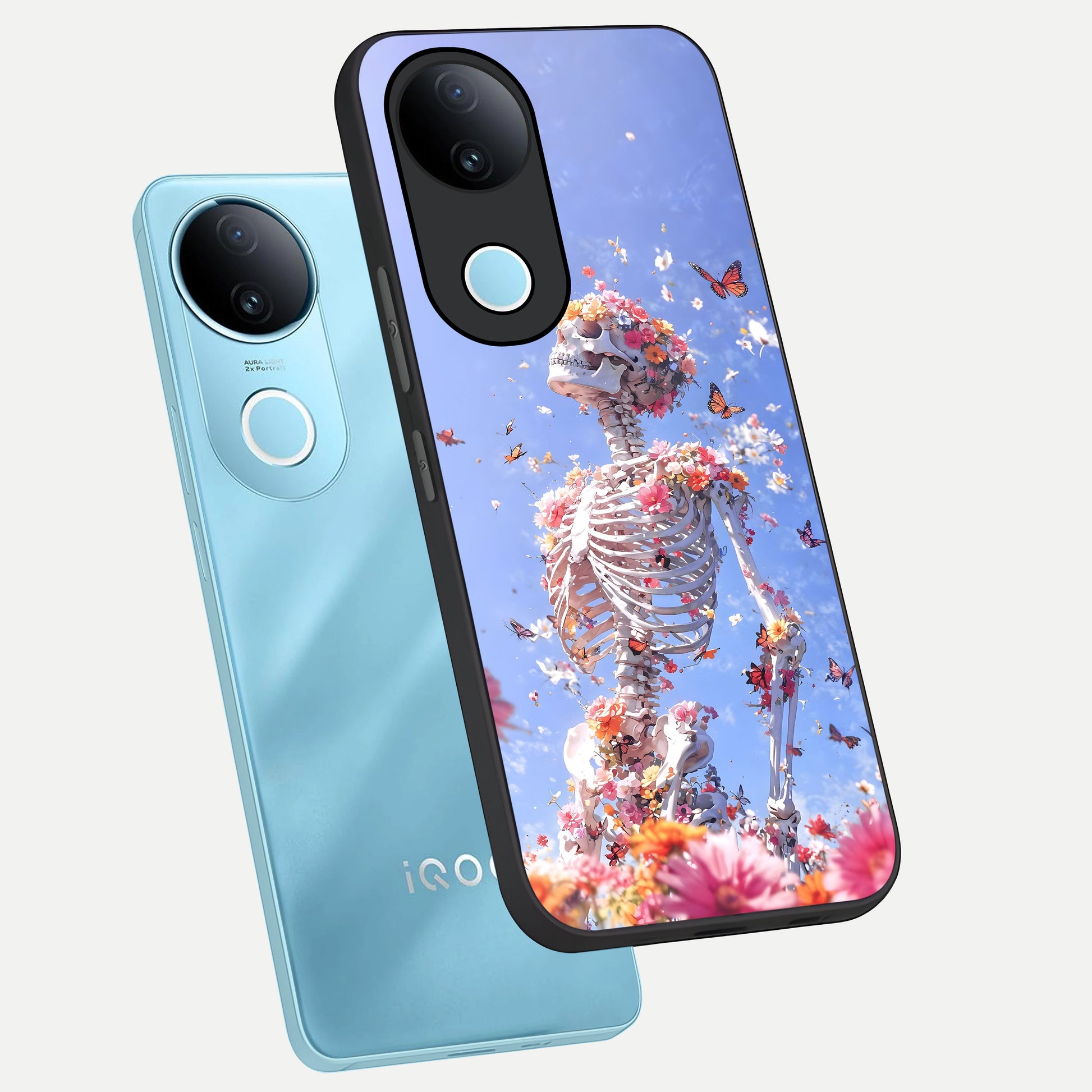  Bloom Beyond Bones phone case for  iQOO Z10R showing premium glass back cover with detailed artwork