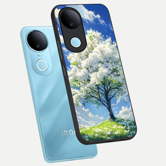  Blossom Sky Serenity phone case for  iQOO Z10R showing premium glass back cover with detailed artwork