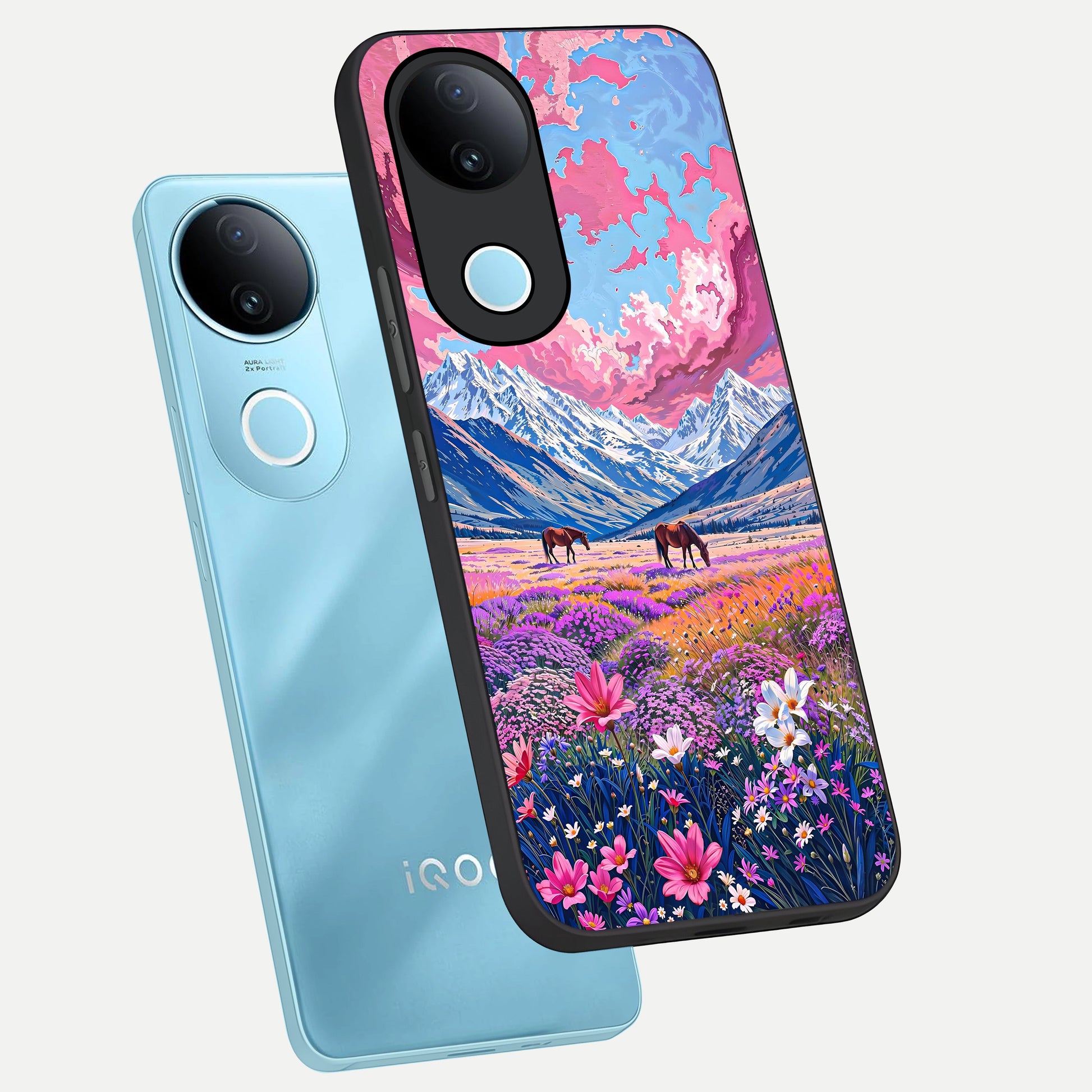  Blossom Valley Dream phone case for  iQOO Z10R showing premium glass back cover with detailed artwork