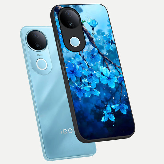  Blue Blossoms Branch phone case for  iQOO Z10R showing premium glass back cover with detailed artwork