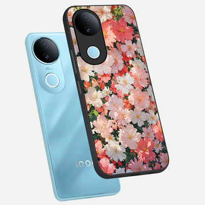 Blush Bloom Field phone case for iQOO Z10R showing premium glass back cover with detailed artwork