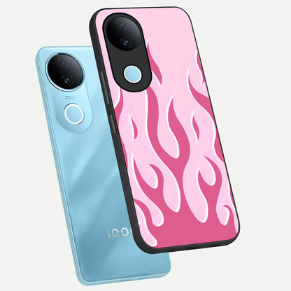  Blush Flame Energy phone case for iQOO Z10R showing premium glass back cover with detailed artwork