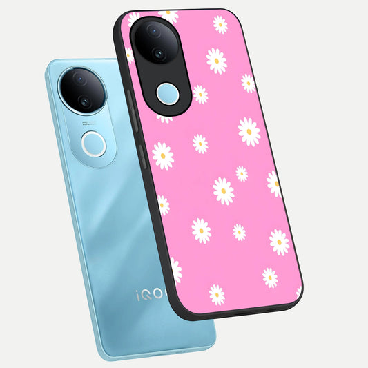  Bubblegum Daisy Pop phone case for iQOO Z10R showing premium glass back cover with detailed artwork