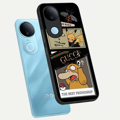  Cartoon Brand Play Mashup phone case for iQOO Z10R showing premium glass back cover with detailed artwork