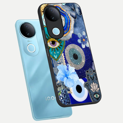  Celestial Blue Vision phone case for iQOO Z10R showing premium glass back cover with detailed artwork